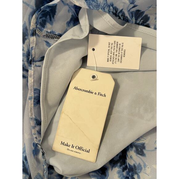 NWT Abercrombie & Fitch Camille Midi Dress Women's XL Blue Floral Cottagecore - Picture 11 of 13